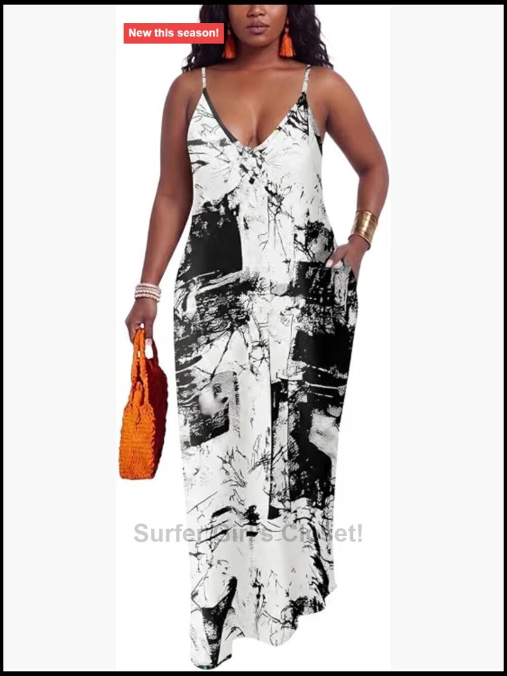 Womens V Neck Sleeveless Loose Flowy Maxi Dress with Pockets Summer Beach Party